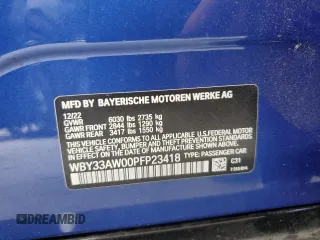 2023 BMW i4 M50 z VIN WBY33AW00PFP23418, wystawiony jako Copart lot #79086904 z przebiegiem 14 293 mil mil oraz Szkoda całkowita • Salvage title. Historia ofert i sprzedaży dostępna na DreamBid. Obrazek 12.