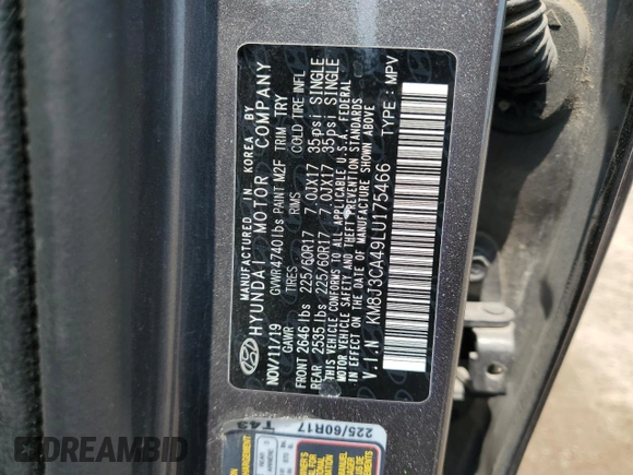 2020 Hyundai Tucson Value с VIN KM8J3CA49LU175466, выставлен на аукционе Copart как лот 59595525 с пробегом 116 284 миль миль и Чистый • Clean title. История ставок и продаж доступна на DreamBid. Изображение 13.