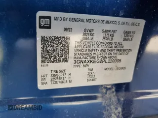 2023 Chevrolet Equinox LT with VIN 3GNAXKEG2PL110005, listed as a Copart auction lot 50796955 with 15,534 mi miles and Clean Title. Bid and sale history available at DreamBid. Image 12.