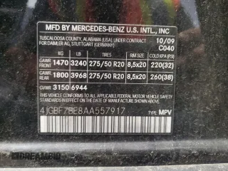 2010 Mercedes-Benz GL-Class GL 450 with VIN 4JGBF7BE8AA557917, listed as a Copart auction lot 73508924 with 167,804 mi miles and Salvage Title. Bid and sale history available at carsss.com. Image 13.