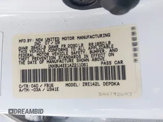 2010 Toyota Corolla с VIN 1NXBU4EE1AZ211061, выставлен на аукционе IAAI как лот 42477392 с пробегом 218 734 миль миль и . История ставок и продаж доступна на DreamBid. Изображение 9.