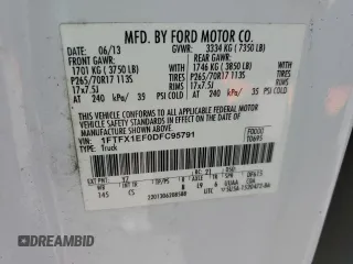 2013 Ford F-150 XL с VIN 1FTFX1EF0DFC95791, выставлен на аукционе Copart как лот 62313955 с пробегом 93 416 миль миль и Списание • Salvage title. История ставок и продаж доступна на DreamBid. Изображение 12.
