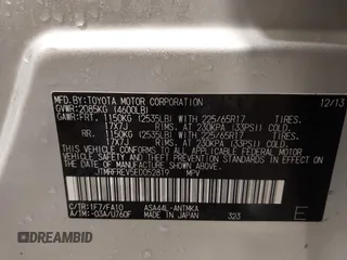 2014 Toyota RAV4 XLE with VIN JTMRFREV5ED052819, listed as a IAAI auction lot 42014672 with 235,481 mi miles and . Bid and sale history available at DreamBid. Image 9.