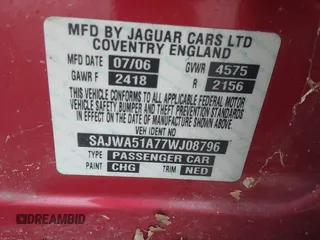 2007 Jaguar X-Type z VIN SAJWA51A77WJ08796, wystawiony jako IAAI lot #41541201 z przebiegiem 75 100 mil mil oraz . Historia ofert i sprzedaży dostępna na DreamBid. Obrazek 9.