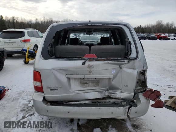 2005 Kia Sedona LX with VIN KNDUP131656722701, listed as a Copart auction lot 41604655 with 160,793 mi miles and Salvage Title. Bid and sale history available at carsss.com. Image 6.