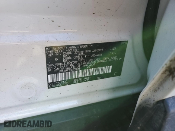 2020 Toyota RAV4 Hybrid Limited with VIN JTMD6RFV5LD006851, listed as a Copart auction lot 53715355 with 62,523 mi miles and Salvage Title. Bid and sale history available at carsss.com. Image 13.