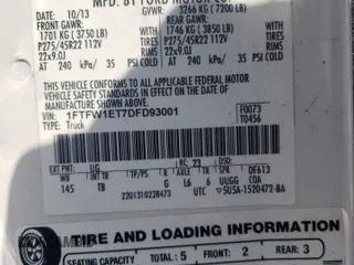 2013 Ford F-150 XL with VIN 1FTFW1ET7DFD93001, listed as a Copart auction lot 50270165 with 150,869 mi miles and Salvage Title. Bid and sale history available at carsss.com. Image 12.