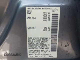2017 Nissan Altima S z VIN 1N4AL3AP8HC499140, wystawiony jako IAAI lot #42375201 z przebiegiem 166 110 mil mil oraz . Historia ofert i sprzedaży dostępna na DreamBid. Obrazek 9.