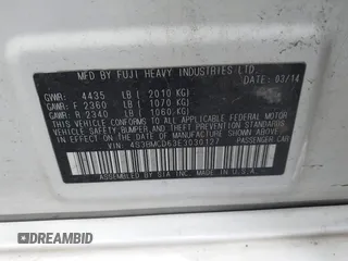 2014 Subaru Legacy Premium with VIN 4S3BMCD63E3030127, listed as a IAAI auction lot 42364157 with 153,196 mi miles and . Bid and sale history available at DreamBid. Image 9.