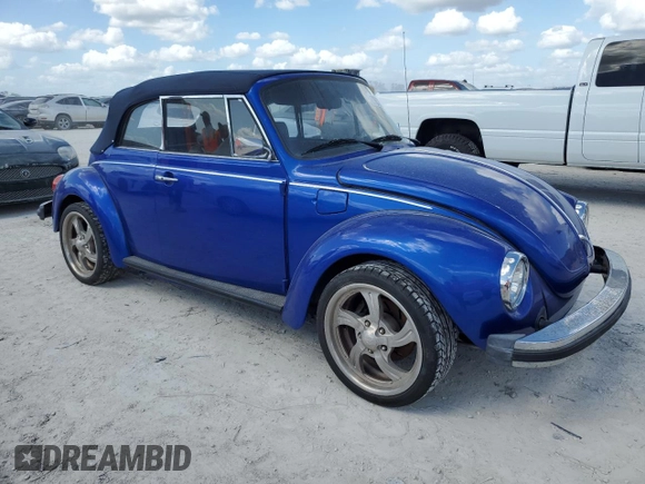 1979 Volkswagen Beetle with VIN 1592001349, listed as a Copart auction lot 76376084 with 27,250 mi miles and Salvage Title. Bid and sale history available at DreamBid. Image 4.