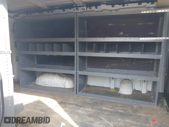 2017 Chevrolet Express Cargo Van with VIN 1GCWGAFF7H1120858, listed as a IAAI auction lot 42124363 with 163,848 mi miles. Bid and sale history available at carsss.com. Image 8.