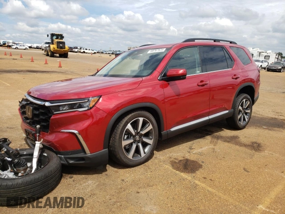 2025 Honda Pilot Touring with VIN 5FNYG2H77SB001016, listed as a Copart auction lot 69767934 with 485 mi miles and Salvage Title. Bid and sale history available at carsss.com. Image 1.