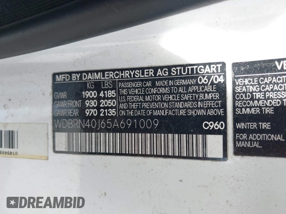2005 Mercedes-Benz C 230 Kompressor с VIN WDBRN40J65A691009, выставлен на аукционе IAAI как лот 42763934 с пробегом 163 633 миль миль и . История ставок и продаж доступна на DreamBid. Изображение 9.