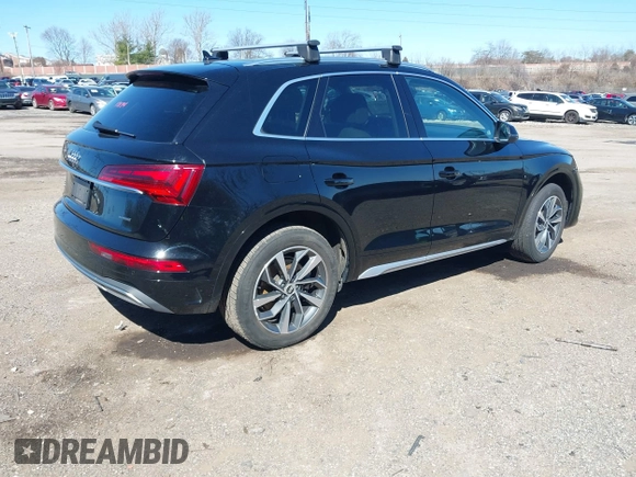 2021 Audi Q5 Premium Plus with VIN WA1BAAFY0M2018978, listed as a IAAI auction lot 41827330 with 72,730 mi miles. Bid and sale history available at carsss.com. Image 4.