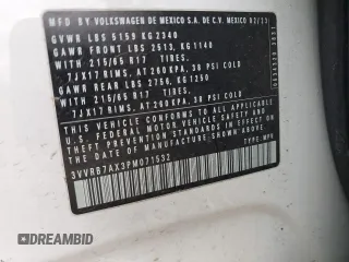 2023 Volkswagen Tiguan S с VIN 3VVRB7AX3PM071532, выставлен на аукционе Copart как лот 85901014 с пробегом 33 939 миль миль и Списание • Salvage title. История ставок и продаж доступна на DreamBid. Изображение 14.