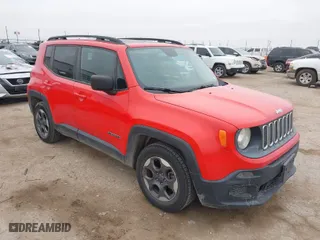2017 Jeep Renegade Sport with VIN ZACCJAAB7HPE81676, listed as a IAAI auction lot 41546941 with 113,967 mi miles. Bid and sale history available at carsss.com. Image 1.
