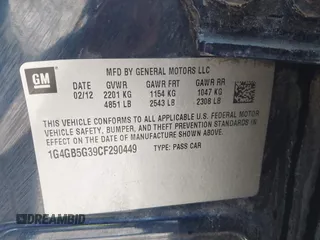 2012 Buick LaCrosse Convenience with VIN 1G4GB5G39CF290449, listed as a IAAI auction lot 41774433 with 159,826 mi miles. Bid and sale history available at carsss.com. Image 9.