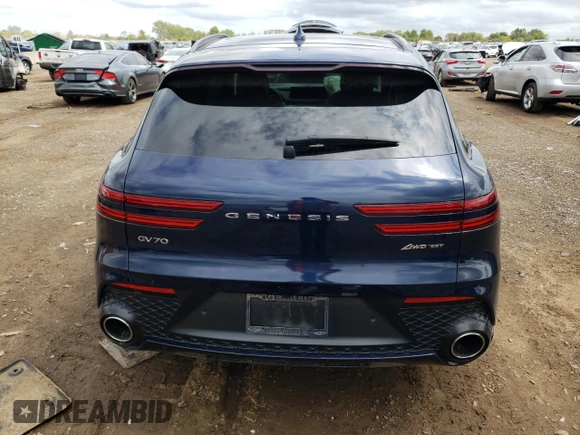 2023 Genesis GV70 Sport with VIN KMUMCDTC1PU080625, listed as a Copart auction lot 69239844 with 21,165 mi miles and Salvage Title. Bid and sale history available at DreamBid. Image 6.