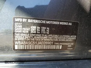 2018 BMW 3 Series 320i with VIN WBA8A9C51JAD26901, listed as a Copart auction lot 52609285 with 36,344 mi miles and Salvage Title. Bid and sale history available at carsss.com. Image 13.