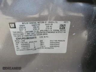 2011 Chevrolet Equinox LT w/2LT with VIN 2CNFLPE58B6392570, listed as a Copart auction lot 43154675 with 119,316 mi miles and Salvage Title. Bid and sale history available at carsss.com. Image 12.