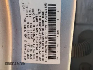 2013 Honda Accord EX-L with VIN 1HGCR2F80DA106221, listed as a Copart auction lot 47129185 with 222,989 mi miles and Clean Title. Bid and sale history available at DreamBid. Image 12.