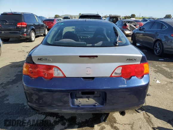 2002 Acura RSX Manual with VIN JH4DC53812C004405, listed as a Copart auction lot 43590925 with 213,231 mi miles and Salvage title. Bid and sale history available at DreamBid. Image 6.
