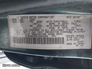 2000 Toyota 4Runner Limited with VIN JT3HN87R6Y0265299, listed as a IAAI auction lot 41569862 with 216,917 mi miles. Bid and sale history available at carsss.com. Image 9.