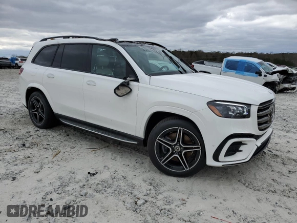 2025 Mercedes-Benz GLS with VIN 4JGFF5KE5SB316219, listed as a Copart auction lot 48843035 with 12 mi miles and Salvage Title. Bid and sale history available at carsss.com. Image 4.