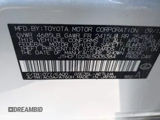 2014 Lexus IS 250 with VIN JTHCF1D24E5005384, listed as a IAAI auction lot 42280119 with 210,221 mi miles and . Bid and sale history available at DreamBid. Image 9.