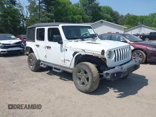 2018 Jeep Wrangler Unlimited Sport S with VIN 1C4HJXDGXJW146873, listed as a IAAI auction lot 42404813 with 73,929 mi miles and . Bid and sale history available at DreamBid. Image 1.