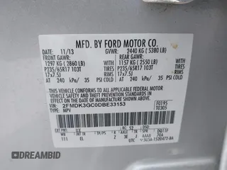 2013 Ford Edge SE with VIN 2FMDK3GC0DBE33153, listed as a IAAI auction lot 42366900 with 130,894 mi miles and . Bid and sale history available at DreamBid. Image 9.