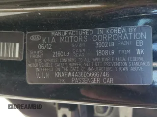 2013 Kia Forte SX with VIN KNAFW4A36D5666746, listed as a Copart auction lot 77599994 with 190,471 mi miles and Salvage Title. Bid and sale history available at carsss.com. Image 14.