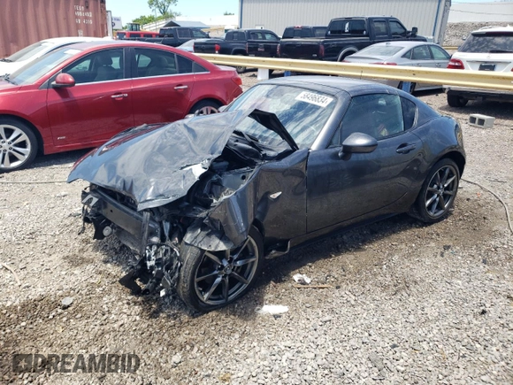 2020 Mazda MX-5 Miata RF Grand Touring with VIN JM1NDAM71L0411211, listed as a Copart auction lot 58496834 with 0 mi miles and Salvage Title. Bid and sale history available at carsss.com. Image 1.