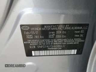 2017 Hyundai Elantra SE with VIN 5NPD74LF5HH188632, listed as a Copart auction lot 53963525 with 127,024 mi miles and Salvage Title. Bid and sale history available at DreamBid. Image 13.