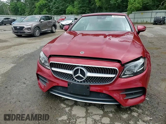 2018 Mercedes-Benz E 400 with VIN WDD1K6FB6JF062324, listed as a Copart auction lot 58595125 with 47,570 mi miles and Salvage title. Bid and sale history available at DreamBid. Image 13.