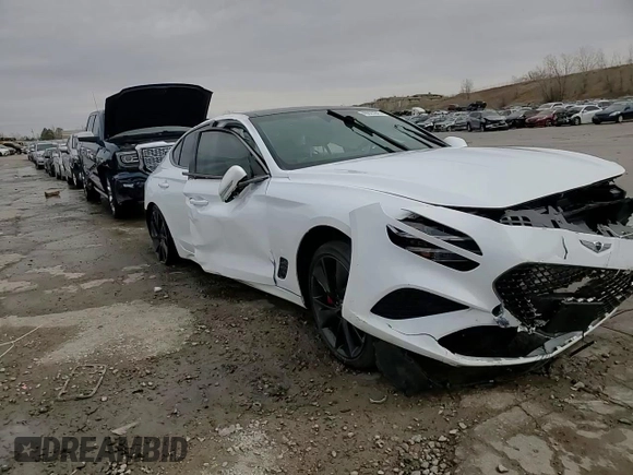 2022 Genesis G70 3.3T with VIN KMTG54TE3NU102585, listed as a Copart auction lot 49923945 with 34,974 mi miles and Salvage title. Bid and sale history available at DreamBid. Image 13.