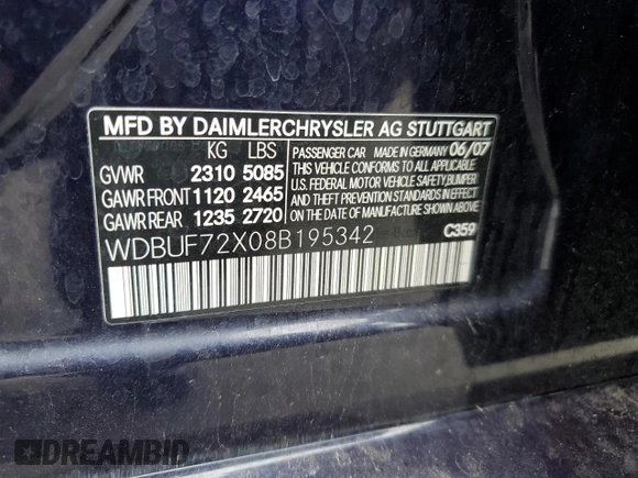 2008 Mercedes-Benz E-Class Sport 5.5L with VIN WDBUF72X08B195342, listed as a Copart auction lot 76527104 with 165,978 mi miles and Salvage Title. Bid and sale history available at carsss.com. Image 12.