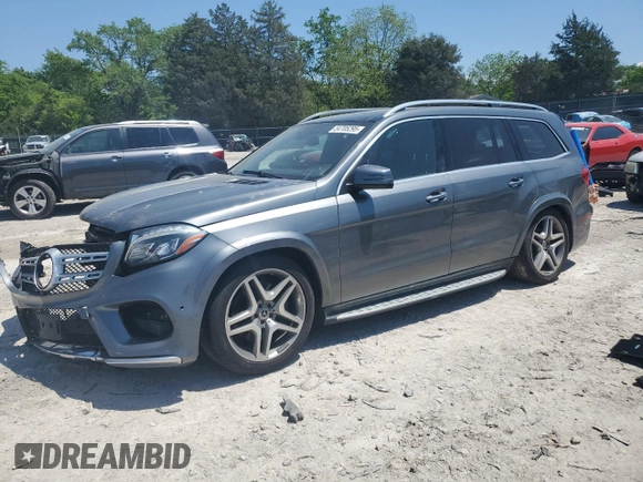 2018 Mercedes-Benz GLS 550 with VIN 4JGDF7DE7JB025977, listed as a Copart auction lot 54705295 with 82,065 mi miles and Salvage title. Bid and sale history available at DreamBid. Image 1.