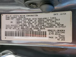 2005 Toyota 4Runner SR5 with VIN JTEZU14R250053554, listed as a Copart auction lot 49553385 with 334,564 mi miles and Clean Title. Bid and sale history available at carsss.com. Image 13.