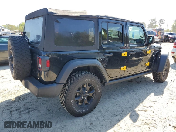 2022 Jeep Wrangler Unlimited Sport S with VIN 1C4HJXDG8NW130208, listed as a Copart auction lot 52572095 with 111,128 mi miles and Salvage Title. Bid and sale history available at DreamBid. Image 3.