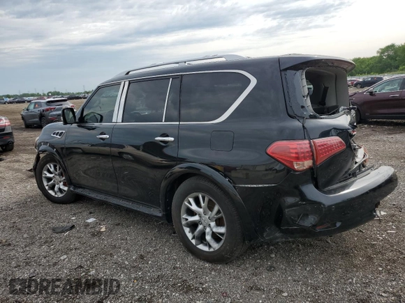 2011 Infiniti QX56 7-passenger with VIN JN8AZ2NE4B9006770, listed as a Copart auction lot 61839625 with 208,427 mi miles and Salvage title. Bid and sale history available at DreamBid. Image 2.