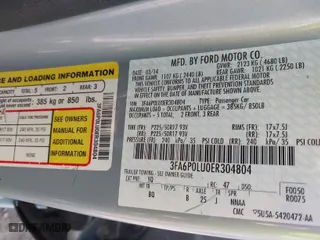 2014 Ford Fusion SE Hybrid with VIN 3FA6P0LU0ER304804, listed as a IAAI auction lot 41817607 with 202,590 mi miles. Bid and sale history available at carsss.com. Image 9.