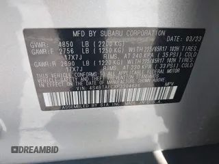 2023 Subaru Outback Premium with VIN 4S4BTAFCXP3204686, listed as a IAAI auction lot 42203909 with 30,905 mi miles and . Bid and sale history available at DreamBid. Image 9.