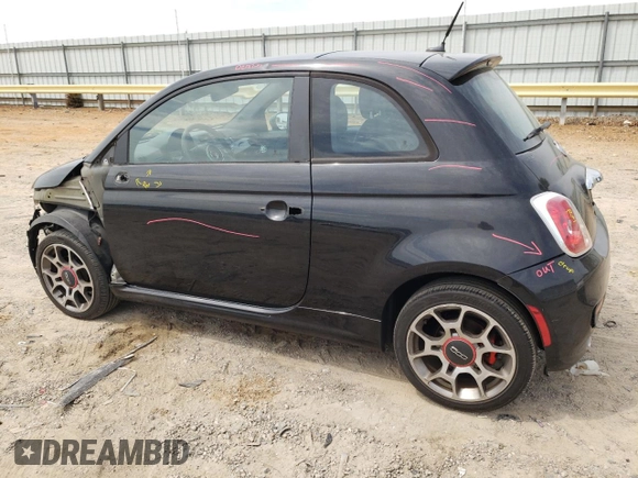 2013 FIAT 500 Sport with VIN 3C3CFFBR1DT544580, listed as a Copart auction lot 54379225 with 95,457 mi miles and Salvage Title. Bid and sale history available at carsss.com. Image 2.