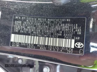 2021 Toyota Corolla LE with VIN 5YFEPMAE9MP191612, listed as a IAAI auction lot 41977110 with 83,639 mi miles and . Bid and sale history available at DreamBid. Image 9.