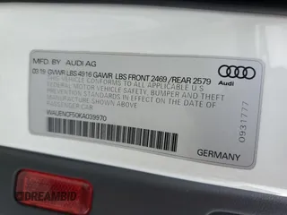 2019 Audi A5 Sportback Premium Plus with VIN WAUENCF50KA039970, listed as a Copart auction lot 68869113 with 30,718 mi miles. Bid and sale history available at carsss.com. Image 14.