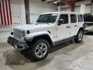 2019 Jeep Wrangler Unlimited Sahara with VIN 1C4HJXEN8KW685359, listed as a Copart auction lot 46244205 with 70,111 mi miles and Salvage title. Bid and sale history available at DreamBid. Image 1.