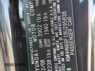 2008 Hyundai Tiburon GT z VIN KMHHN66F18U295838, wystawiony jako Copart lot #51972325 z przebiegiem 147 626 mil mil oraz Szkoda całkowita • Salvage title. Historia ofert i sprzedaży dostępna na DreamBid. Obrazek 14.