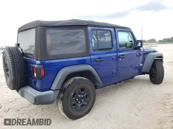 2018 Jeep Wrangler Unlimited Sport S with VIN 1C4HJXDNXJW289319, listed as a Copart auction lot 80461844 with 76,963 mi miles and Salvage title. Bid and sale history available at DreamBid. Image 3.
