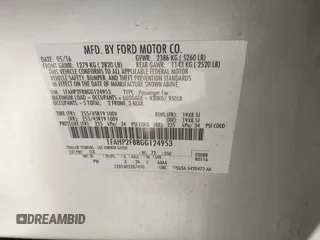 2016 Ford Taurus Limited with VIN 1FAHP2F88GG124953, listed as a IAAI auction lot 42659653 with 150,486 mi miles and . Bid and sale history available at DreamBid. Image 9.